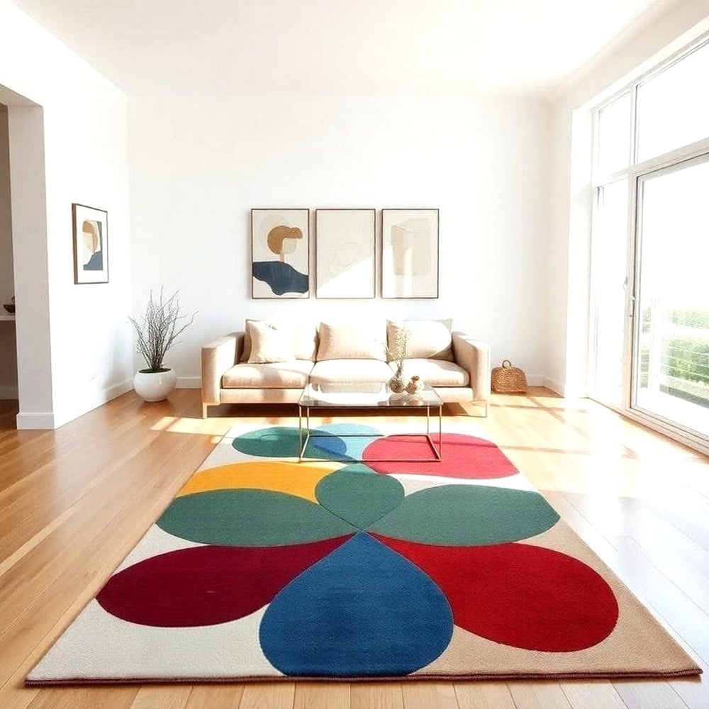 Handcrafted Floral Abstract Multicolor Living Room Rug